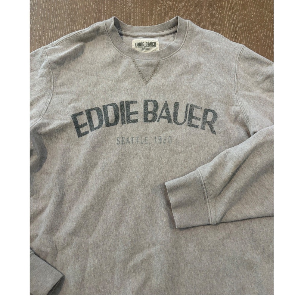 Eddie Bauer Sweatshirt Mens XL Gray Crewneck Logo Pullover Long Sleeve